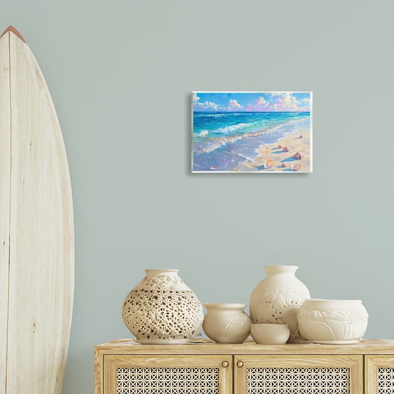 Stupell Seashells Along Sea Shore Wall Plaque Art Design By LSR Design Studio