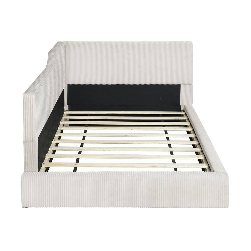 Twin Size L-Shaped Corduroy Daybed Upholstered Daybed