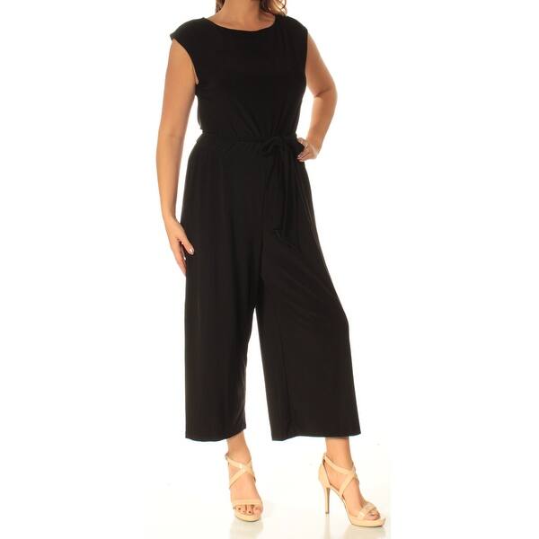 Shop Womens Black Boat Neck Cap Sleeve Casual Jumpsuit Size L