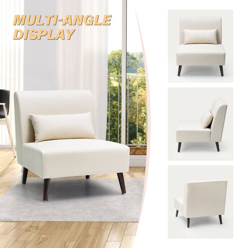 Accent Chair Upholstered Sofa Chair PU Faux Leather Wood Frame with Pillow - 28.74" W x 30.71" D x 31.50" H