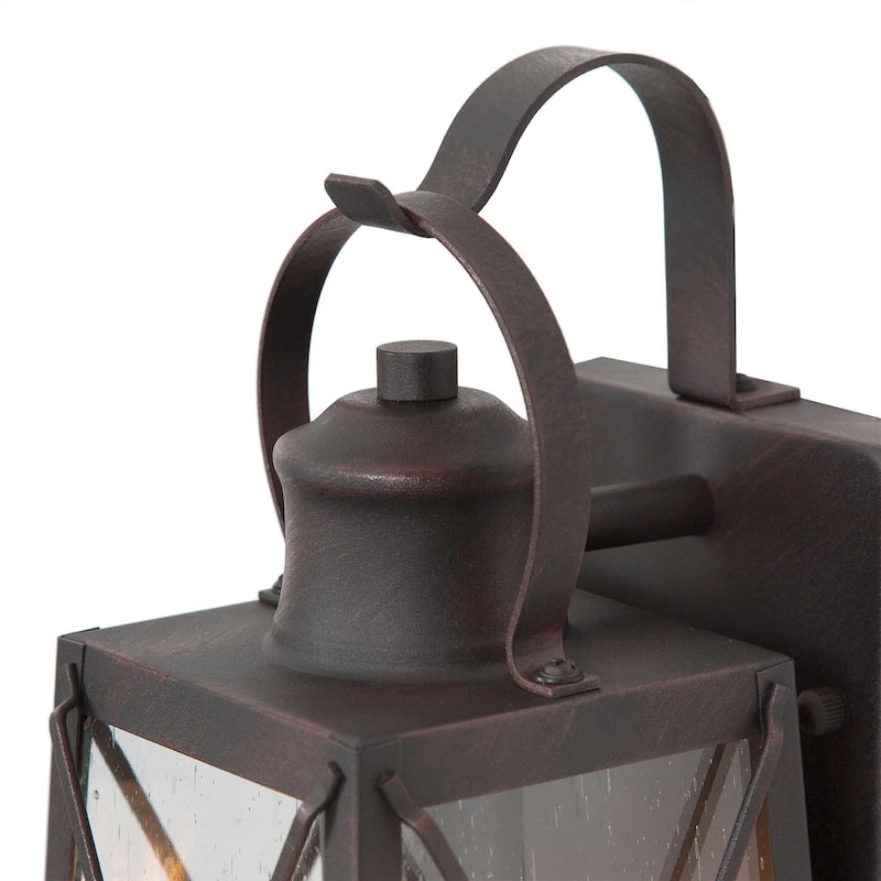 Set of 2 Modern Farmhouse Outdoor Wall Sconce Glass Patio Modern Industrial Lantern - W 5.5"xL6" H 12.75"