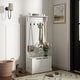 preview thumbnail 27 of 33, HOMCOM 28" 3-In-1 Entryway Hall Tree with Storage Bench, Coat Rack with Four Hooks and Shoe Storage, Gray Gream White