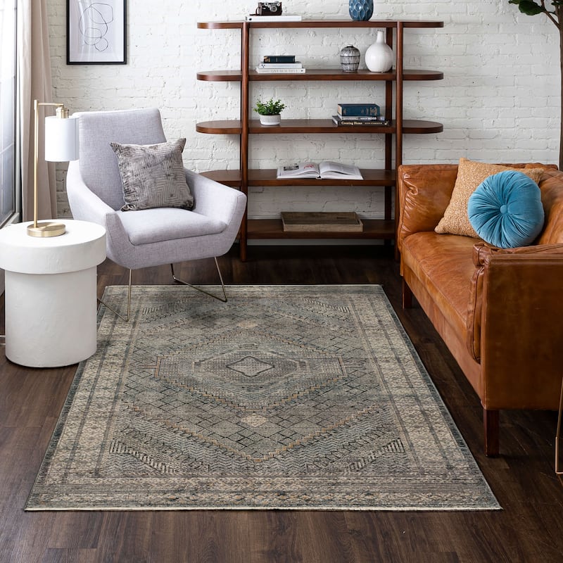 Mohawk Home Branley Distressed Geometric Medallion Area Rug