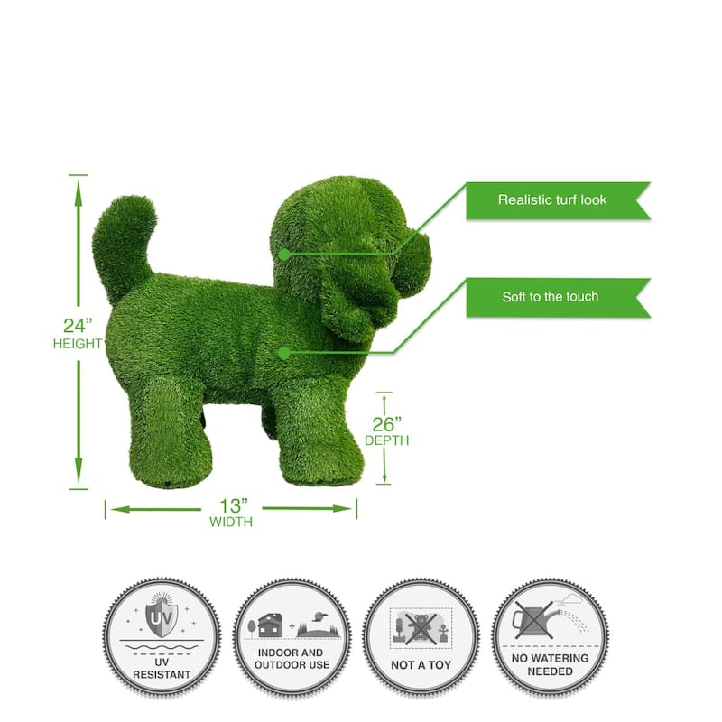 Standing Dog Outdoor Artificial Garden Turf Topiary - 26"