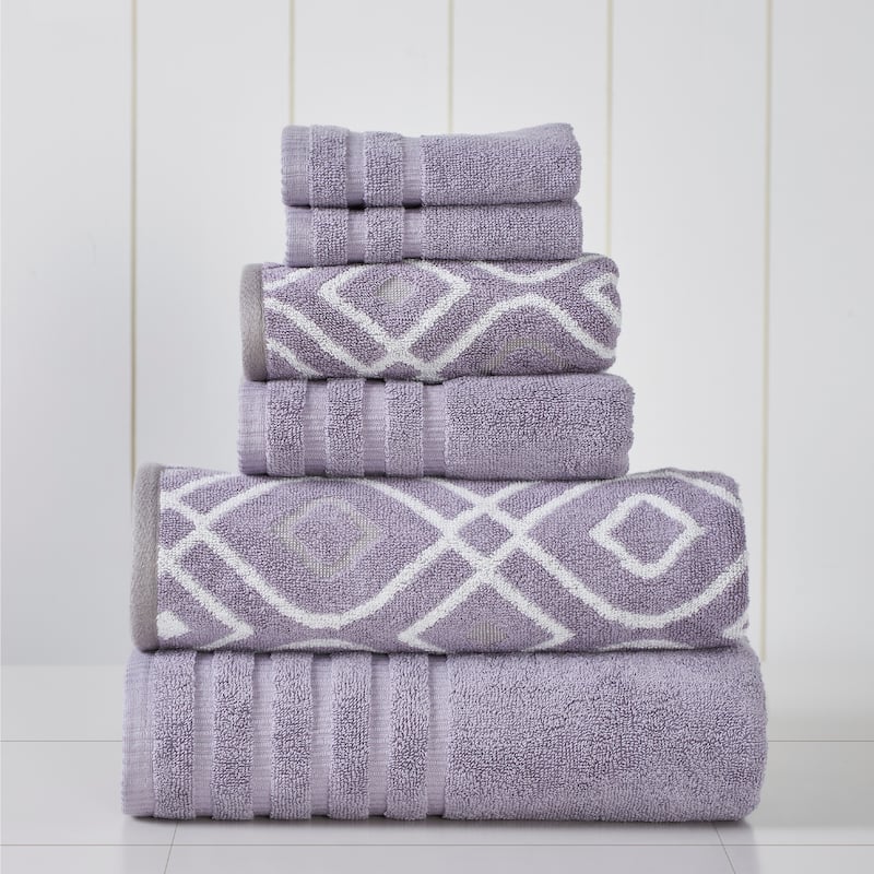 Modern Threads 6-Piece Yarn Dyed Oxford Towel Set - Lavender