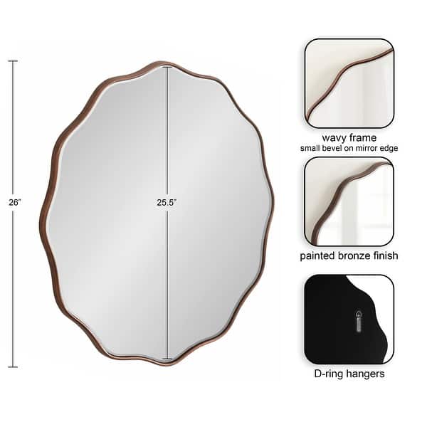 dimension image slide 3 of 6, Kate and Laurel Viona Round Scalloped Mirror