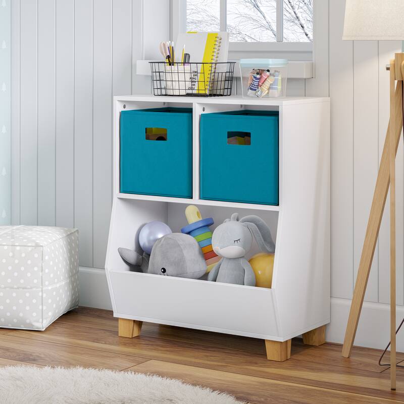 RiverRidge Kids Catch-All 24in Toy Storage Organizer with 2 Cubbies and 2 Storage Compartments - with Optional Bins