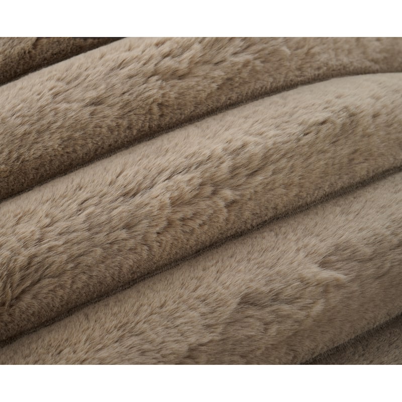 Madrid Collection Ultra Soft Ribbed Faux Fur Indoor Pouf