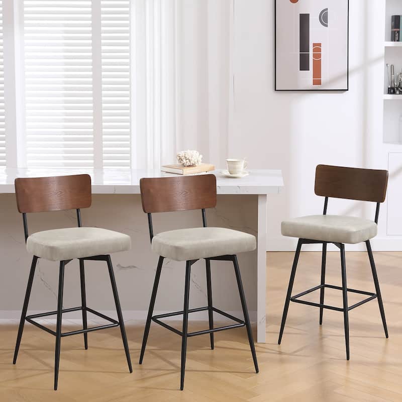 26"/ 29" Faux Leather Swivel Counter/ Bar Stools Set of 2/3