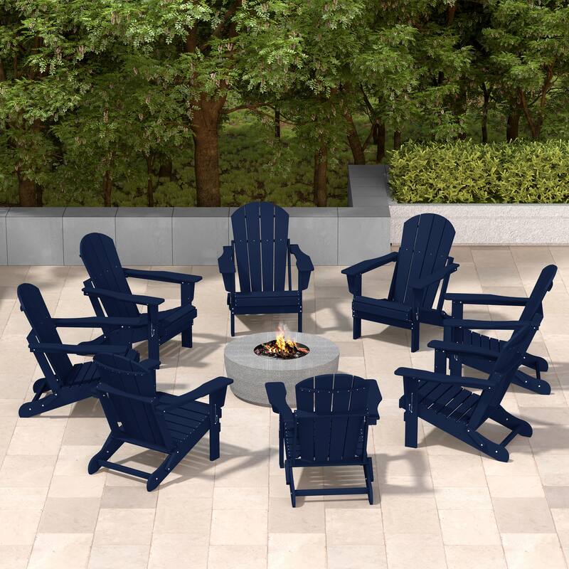 Laguna Hdpe All Weather Outdoor Patio Foldable Adirondack Chairs (Set Of 8)