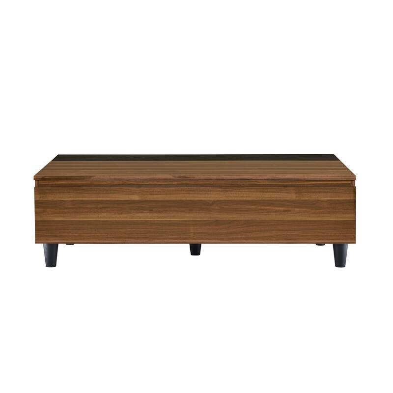 47" W Coffee Table w/Lift Top, Walnut & Black