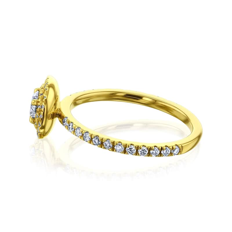 Kobelli 0.8 Carat Lab Grown Diamond 14k Solid Gold Oblong Cluster Near Eternity Engagement Ring (DEF/VS)
