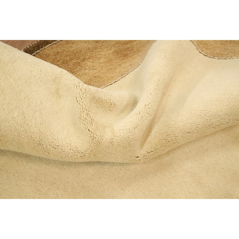 Hand Knotted Oriental 100% Wool Carpet Modern Solid Beige & Ivories Gabbeh Area Rug - 8' 2'' X 8' 2''