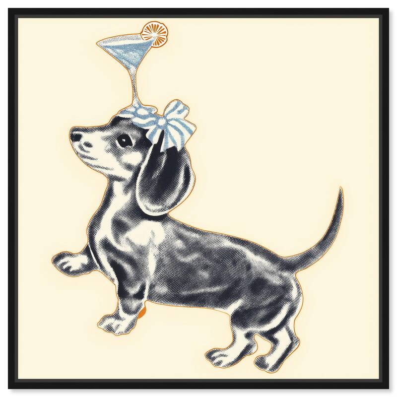 Martini Pup I Canvas by Art Remedy - Black - 12" x 12"