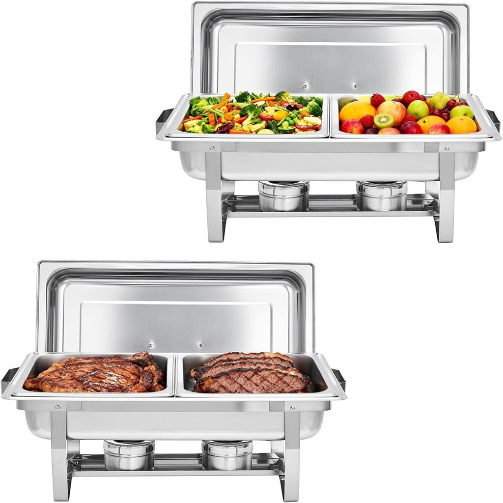 2-Pack 2-Well Rectangular Chafing Dish Dual Compartment