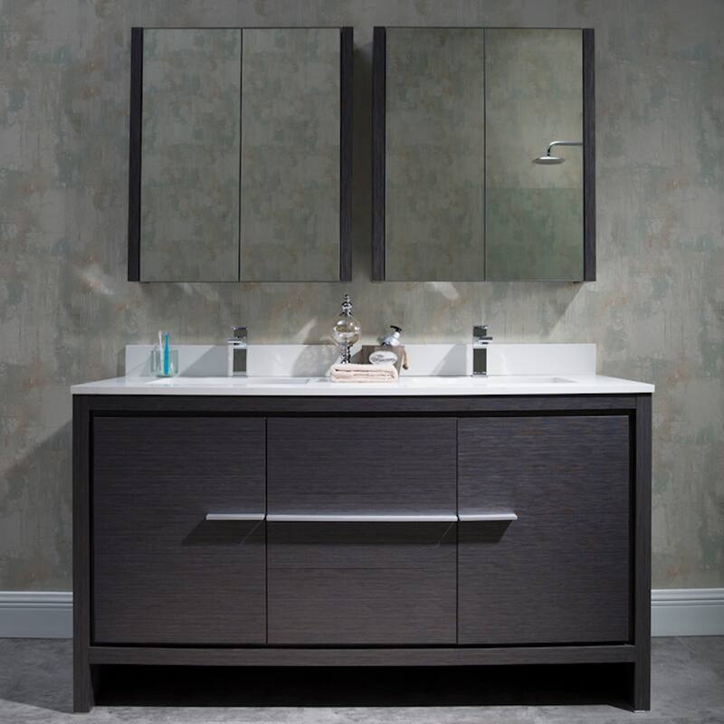 Solid Wood Bathroom Vanity with Mirror Medicine Cabinet