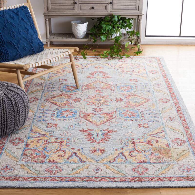 SAFAVIEH Handmade Metro Bert Medallion Wool Rug - 3' x 5' - Grey/Rust