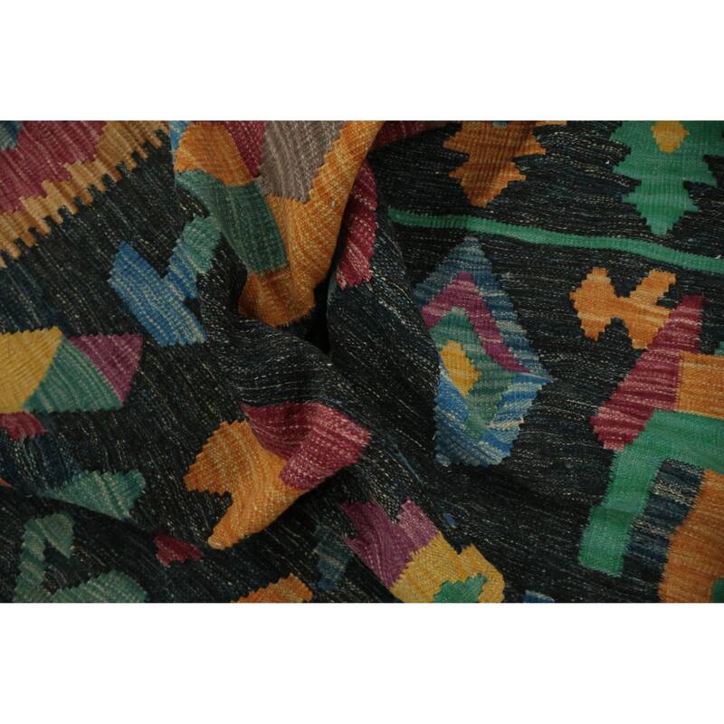 Hand Woven Oriental 100% Wool Carpet Southwestern Tribal Multi-Colored Kilim Area Rug - 9' 10'' X 6' 3''