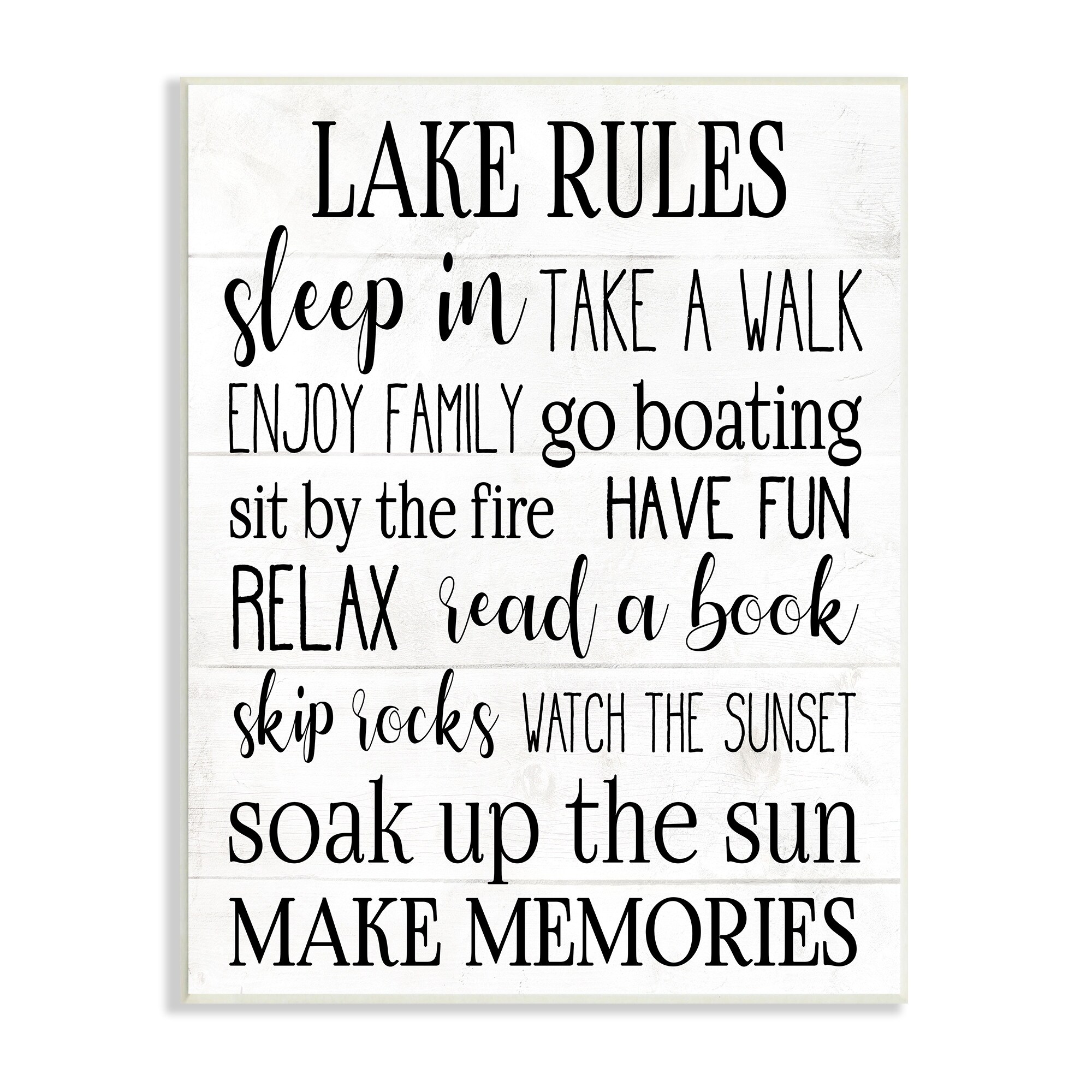 Stupell Motivational Lake Rules Sign Text Styles Black White Wood Wall Art  On Sale Bed Bath  Beyond 31424964