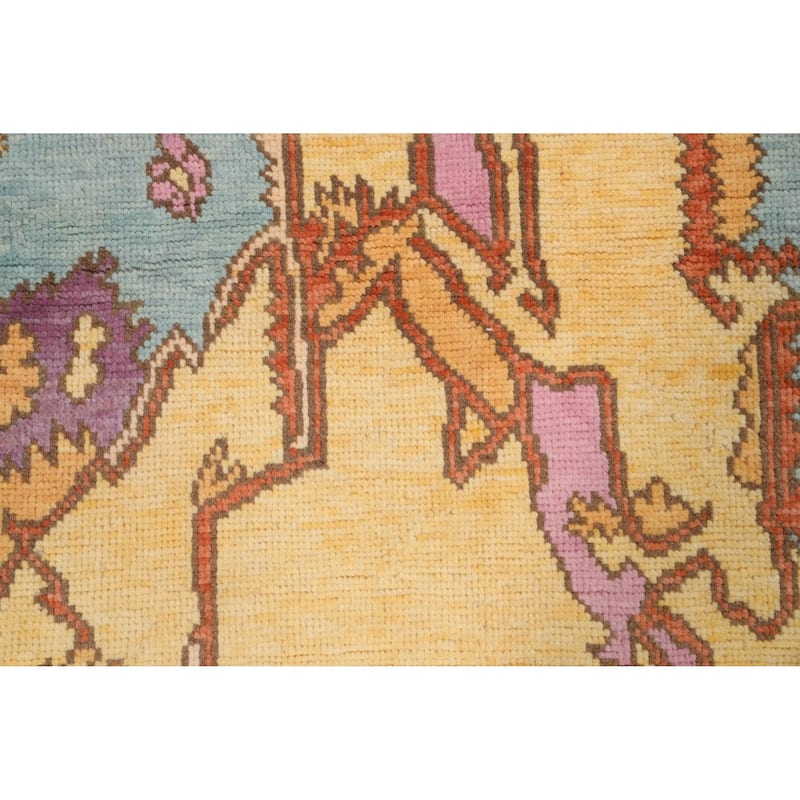 Hand Knotted Oriental 100% Wool Carpet Transitional Geometric Navy Blue & Blues Oushak Area Rug - 6' 10'' X 3' 11''