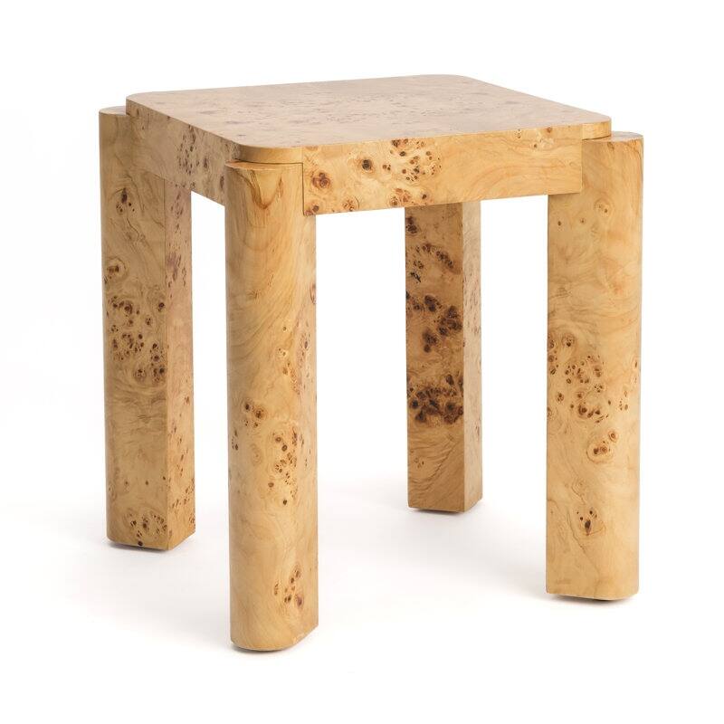 Chorus Side Table Modern Wooden Clear Maple Burl Nightstand - Wood