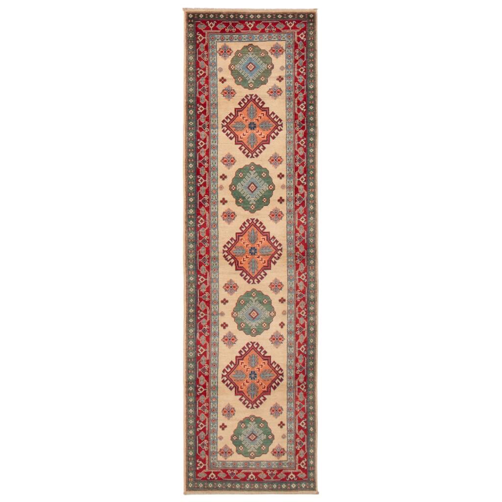 ECARPETGALLERY Hand-knotted Finest Ghazni Ivory Wool Rug - 2'10 x 10'5