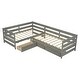 preview thumbnail 26 of 25, Twin Size L-shaped Platform Bed with Storage Drawers, Wooden Bed Frame