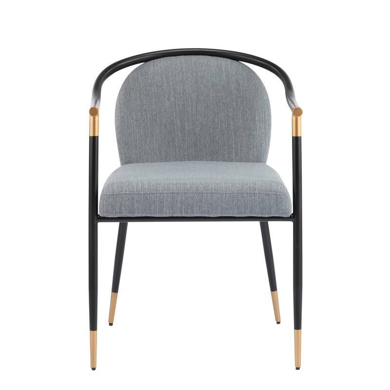 Roomfitters Modern Upholstered Dining Chair with Metal Frame, Elegant Curved Arm Design, Comfortable Accent Seating