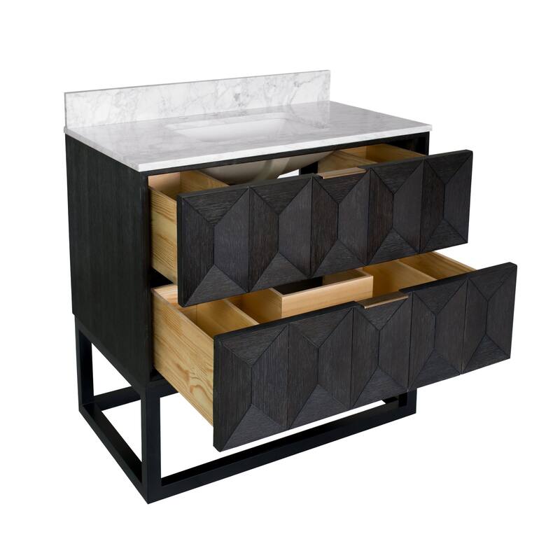 KitchenBathCollection Henley 36" Bathroom Vanity with Carrara Marble Top