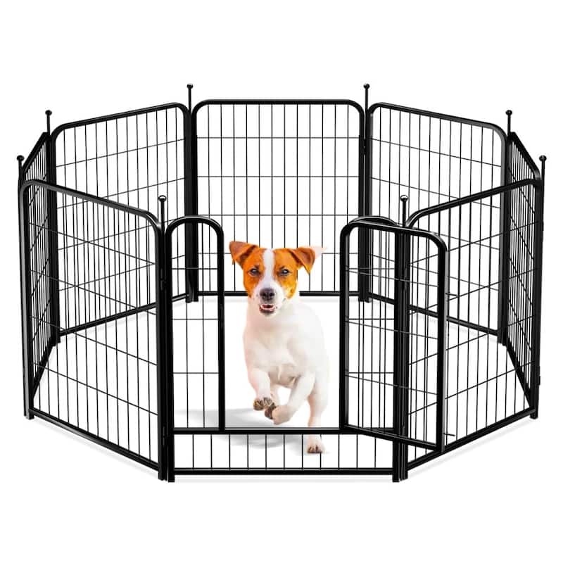 GARPROVM 8 Panels 32" Height Dog Playpen Heavy Duty Pet Fence Indoor Outdoor - 8 Panels 32" H