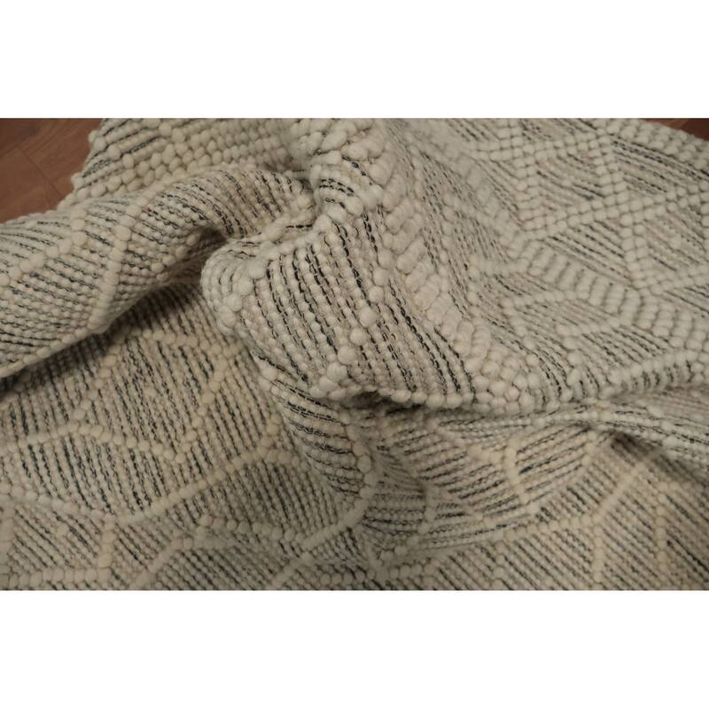 Hand Knotted Oriental 100% Wool Carpet Modern Geometric Beige & Ivories Modern Gotti Design Area Rug - 7' 4'' X 4' 11''