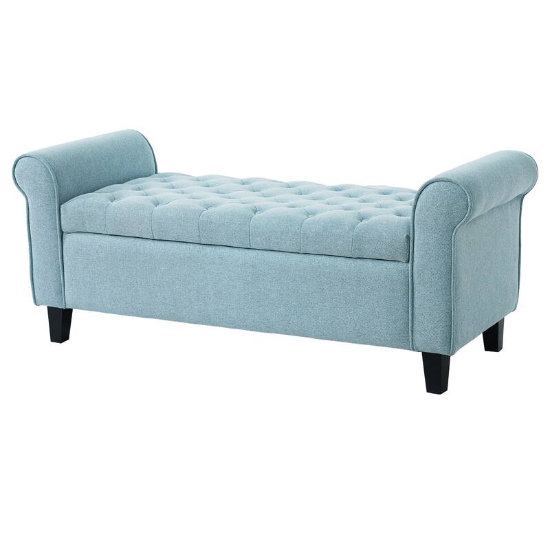 Christopher Knight Home - Keiko Contemporary Rolled Arm Fabric Storage Ottoman Bench