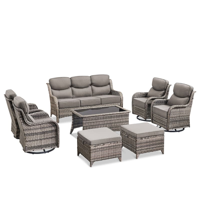 Pocassy Outdoor Sofa Patio Swivel Chairs Sets