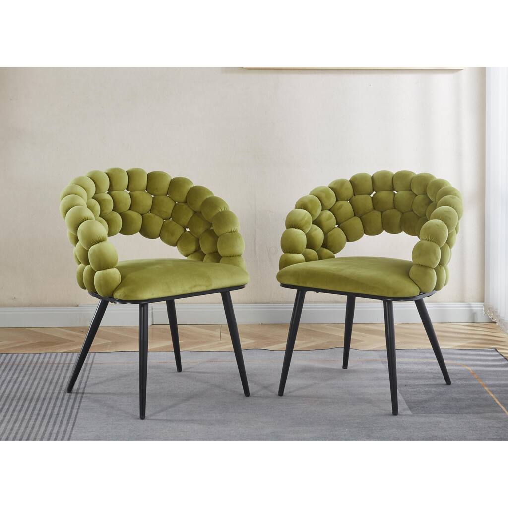 Dining Chairs Set of 2, Modern Upholstered Dining Room Chairs with Metal Legs and Comfortable Backrest