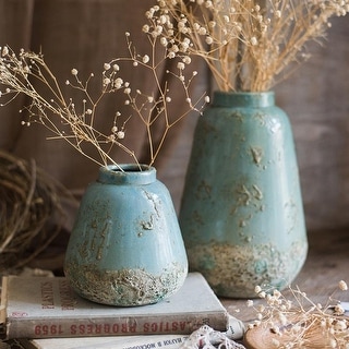 RusticReach Turquoise Ceramic Vase