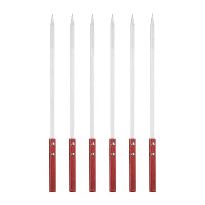 6pcs Kebob Skewers 45cmx10mmx2mm Flat Sticks with Wood Handle