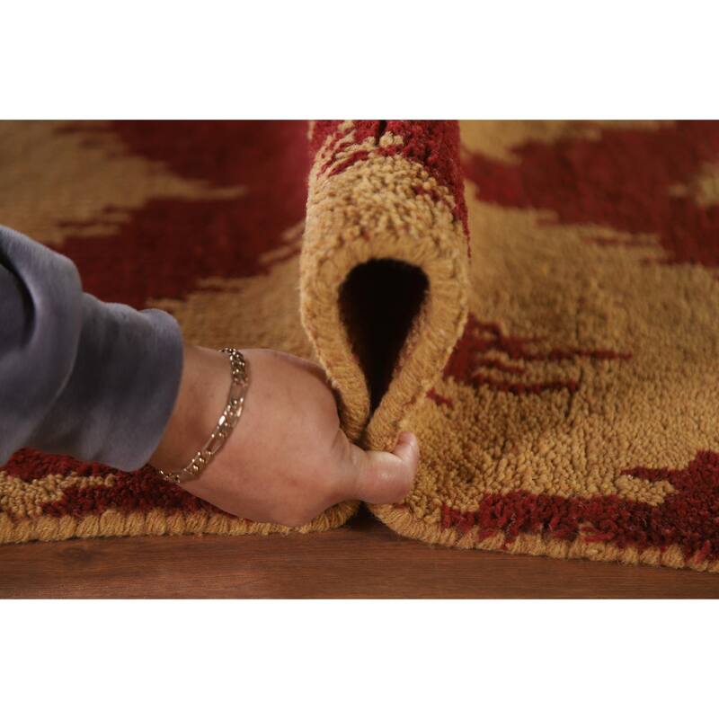 Hand Knotted Oriental 100% Wool Carpet Modern All-Over Yellow & Gold Gabbeh Area Rug - 7' 11'' X 5' 1''