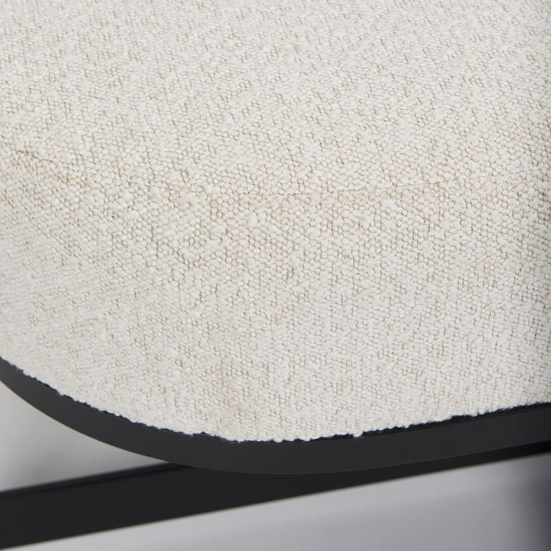 Amelia Cream Boucle With Black Metal Frame Accent Bench