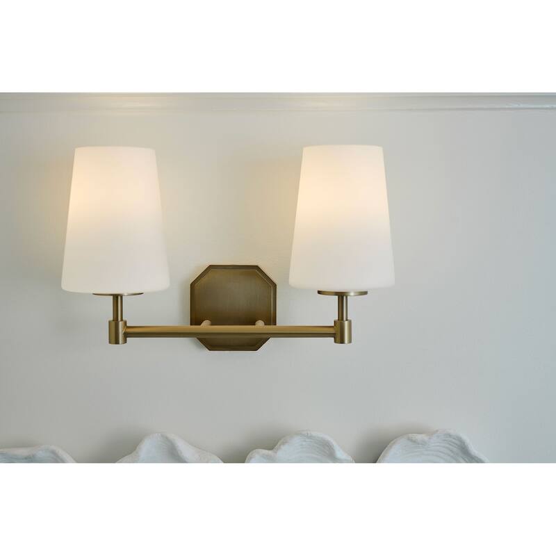 Hunter Nolita Vanity Wall Light - Bathroom - Contemporary, Transitional - White Glass Shades - Damp Rated!