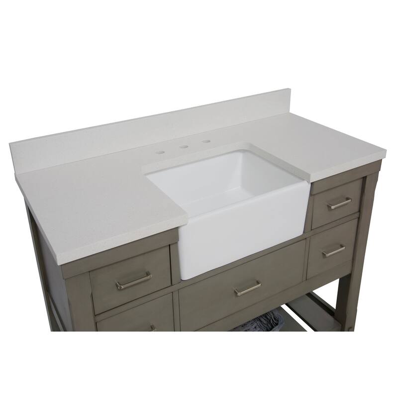KitchenBathCollection Charlotte 48" Farmhouse Bathroom Vanity with Quartz Top