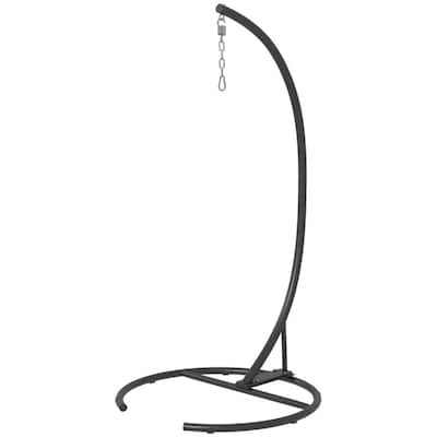 Heavy Duty C Shaped Hammock Chair Stand with Round Base for Indoor and Outdoor Use with 360 Degree Rotation - 40.2” x 76.8”