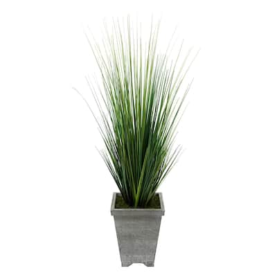 Faux 4ft PVC Grass in Washed Wood Planter