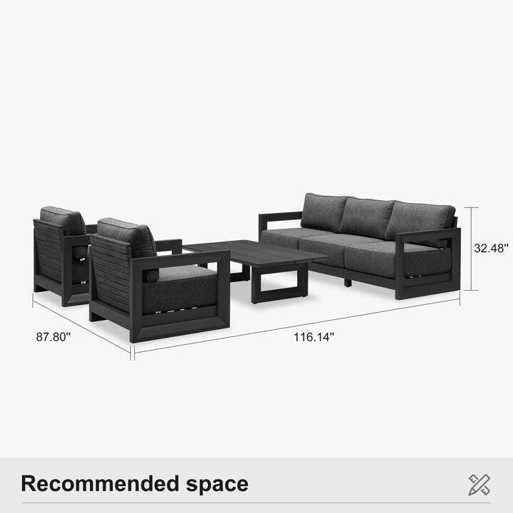 PURPLE LEAF Caesar Grey Sofas Sectionals 4-18 Piece with 9.6" Thick Cushion for Yard Porch Deck Outdoor Patio Conversation Sets