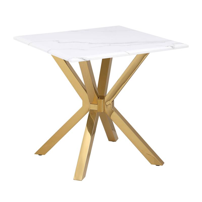 Visalia Faux Marble Top Stainless Steel End Table Gold - Gold