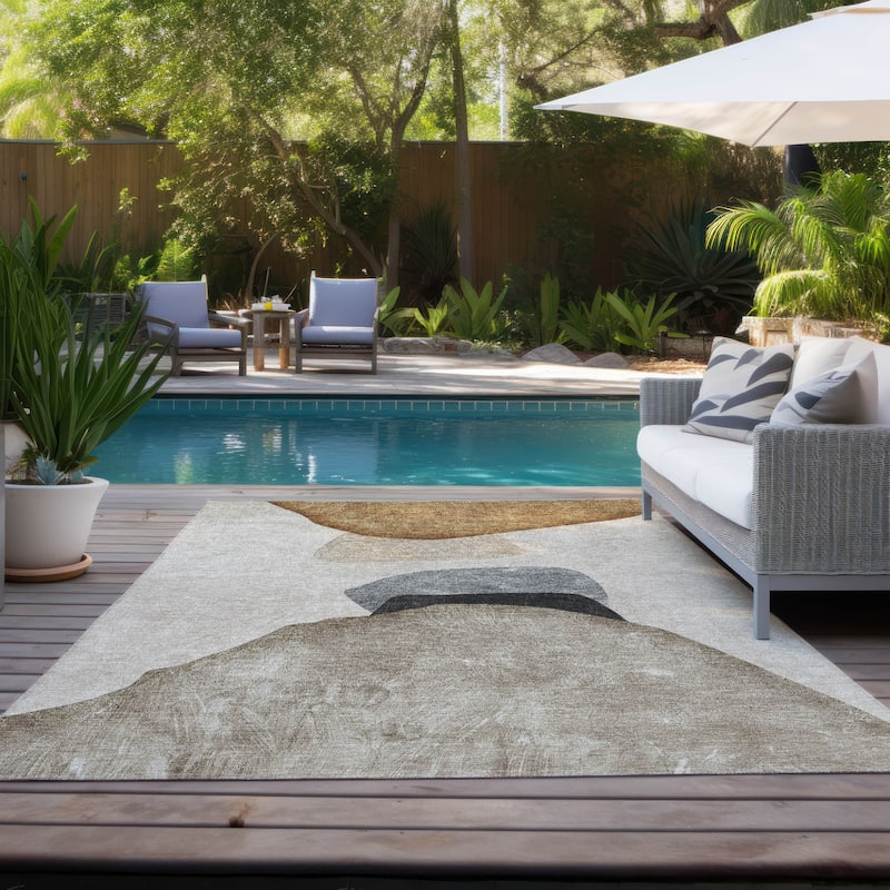 Namo Artistic Abstract Weather Resistant Classic Meets Modern Outdoor Rug