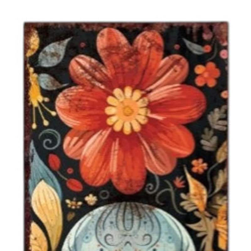 HomeRoots 36" Black And Orange Solid Wood Day of the Dead Skull Porch Sign