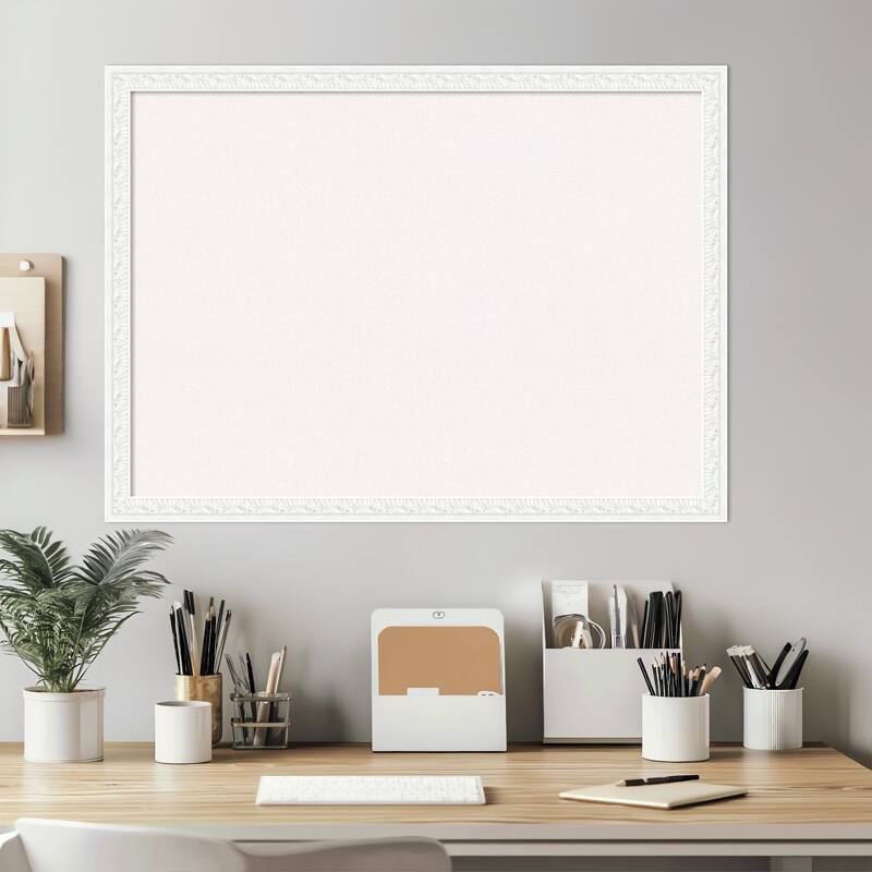 Bethany White Wood Framed Cork Board - Bulletin Board, Organization Board, Pin Board