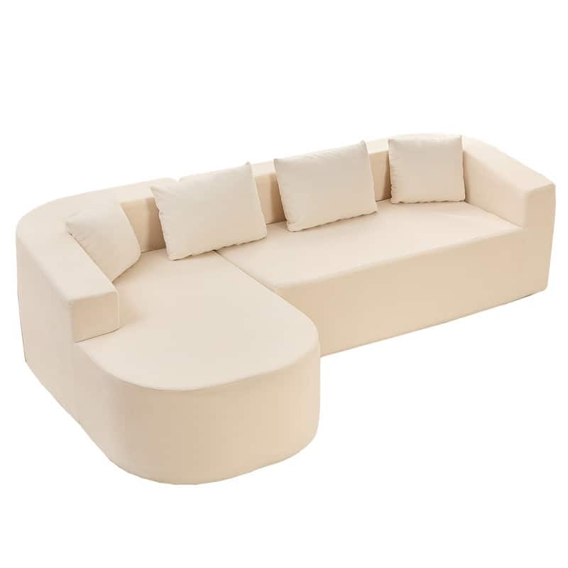 Mixoy 98 inch Chenille L Shape Sectional Sofa with Curved Chaise,Modern Cloud 3 Seater Sofa Couch