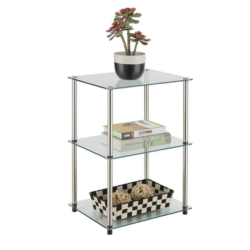 Convenience Concepts Designs2Go Classic Glass Tall 3 Tier End Table