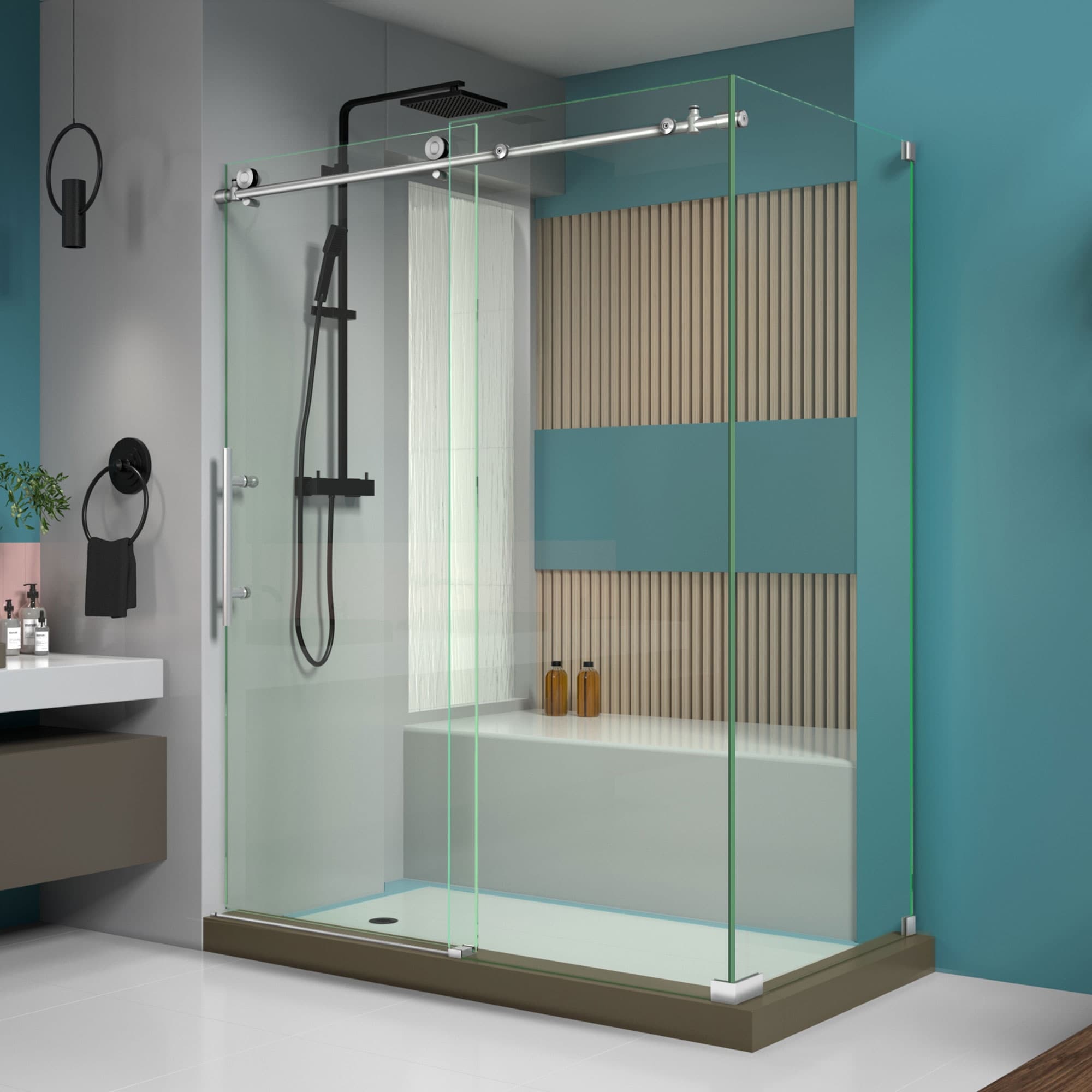 DreamLine Enigma-X 34 1/2 in. D x 60 3/8 in. W x 76 in. H Sliding Shower Enclosure - 34.5" x 56.38" - 60.38"